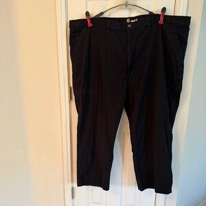 LIKE NEW Carhartt Relaxed Straight Twill Chino Khaki Black Dungaree 54 x 30